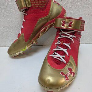 Under Armour Football Cleats Men's Size 14 Red Gold Art No 1252686-602 CLEAN
